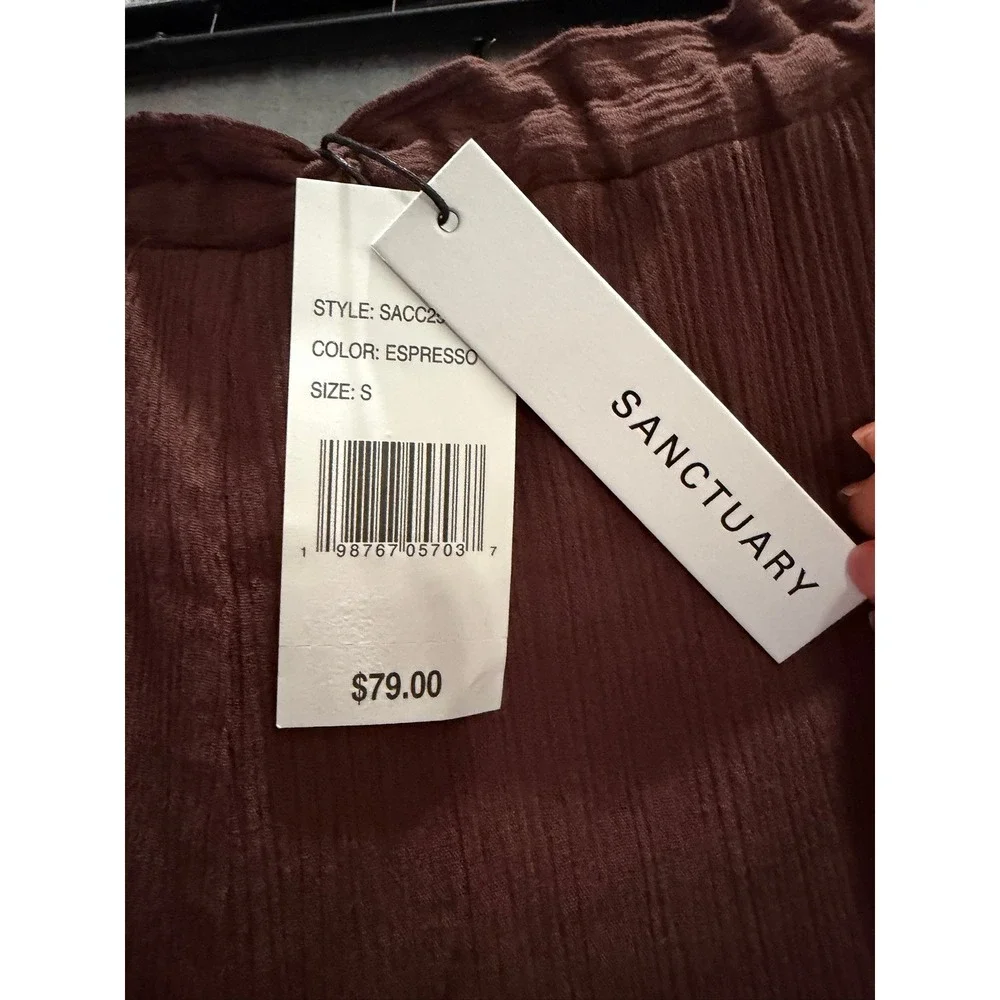 NWT Sanctuary Cargo Pants Womens Espresso Brown Textured Coverup Small $79